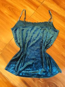 Mermaidcore sea green velvet sequin cami