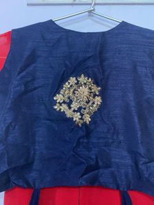 Elegant Red &amp; Navy Indian Kurti Set