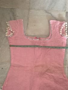 Pink Pom-Pom Kurti With Back Zip