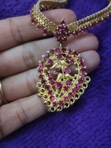 Elegant Gold-Plated Pink stone Necklace