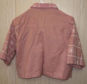 Chic Embroidered Square Patterned Blouse