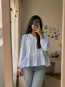 Light Blue Peplum Top