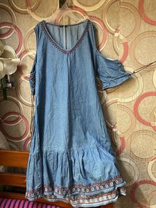 Denim Cold Shoulder Dress