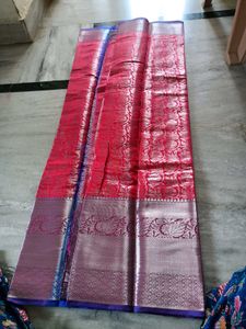 Elegant Red Saree with Rich Zari Border
