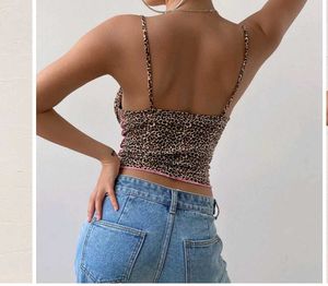 Leopard Print Cami Top with Pink Trim