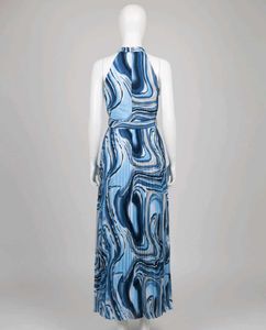 Blue Marble Print Maxi Dress