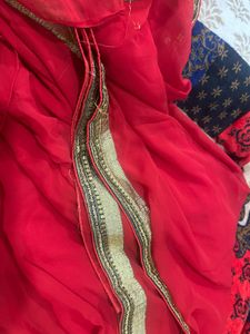 Elegant Red Saree with Golden Border
