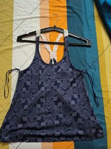 Printed Tank Top with Lace Detail