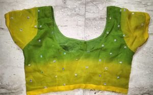 🌼 Stylish Yellow-Green Sequin Saree with Blouse