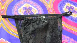 Sheer Black Lace Thong Panty