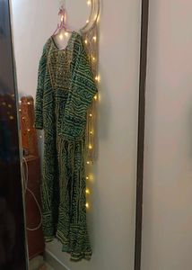 Green Anarkali Long Kurta Size 52
