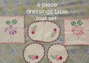 Vintage Embroidered Dressing Table Mat Set
