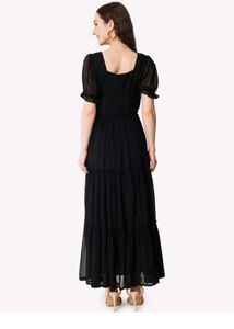 Elegant Black Tiered Maxi Dress 🖤