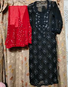 Black mirror chikankari Kurta Set
