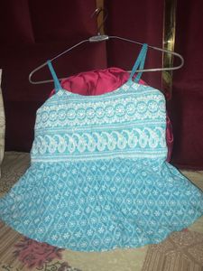 Blue Embroidered Tank Top