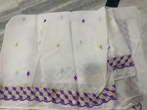 White/Purple Dupatta