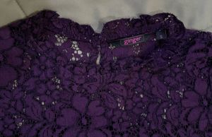 Purple Floral Lace Fit &amp; Flare Dress with Side Zip