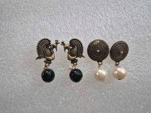 Designer Peacock &amp; Pearl Earrings - Unused