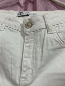 Zara Stylish White Studded Jeans