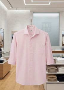 UNIQLO Men's Pink Button-Up Shirt