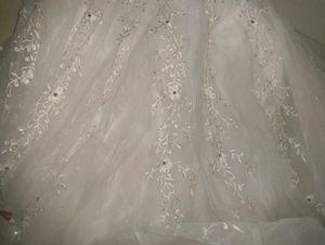 heavy flared White Anarkali Gown