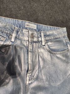 Zara Statement Silver Metallic Jeans -Turkey Denim