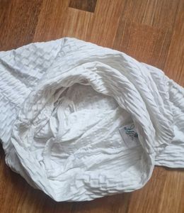 White Textured High-Waisted Shorts with adjustable