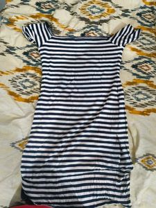 Striped Off-Shoulder Mini Dress