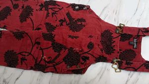 Stylish Red Floral Dungry Overalls for Kids