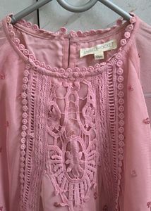 Girls Pink Embroidered Party Dress