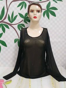 (900)Black Sheer Long Sleeve Top