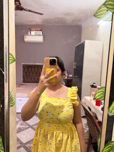 Cute Yellow Floral Mini Dress