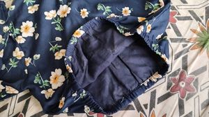 Navy Floral Print Top with Tie Detail