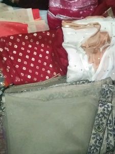 fancy Silver &amp; Black Border Cream Colour duppata