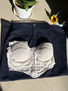 Sheer Corset Top with Blue skirt