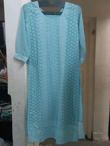 Blue Chiffon Lukhnavi Ready-made Full Set