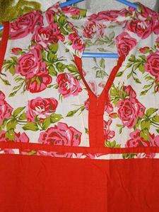 Red Floral Kurta