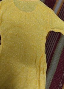 Yellow Kurta with White laggies
