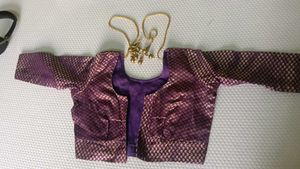 Purple Brocade Silk Blouse for casual wear