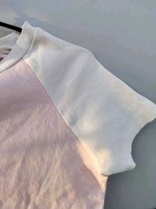 Cute Pink &amp; White Cropped T-Shirt