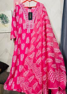 cotton Pink  Print Kurta Set fixed price unused