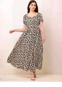 Floral Square Neck Puff Sleeve Dress