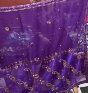 Purple Embroidered Saree