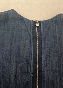 Classic Blue Denim Fit and Flare Dress