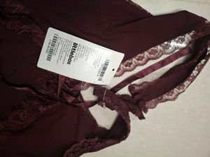 Burgundy Lace Trim Halter Top