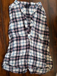 Plaid Sleeveless Button-Up Tunic Top