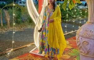 offer Unique multi coloured Anarkali Set