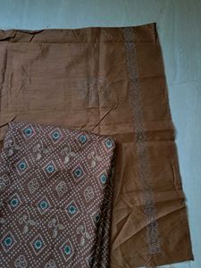 Elegant Brown Printed Silk Saree💌🍓