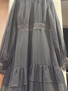Chic Black Ruffled Sheer Sleeve Dress