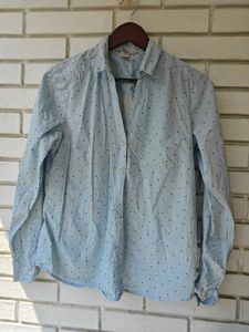 Light Blue Polka Dot Button-Up Shirt